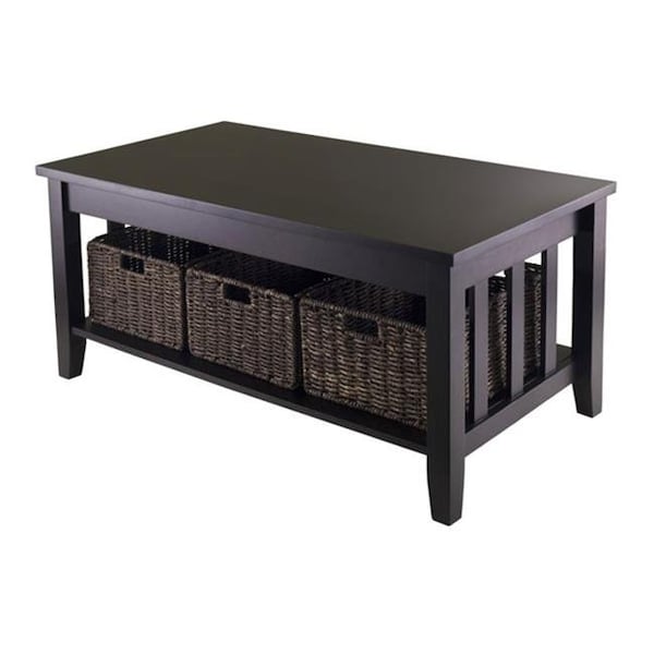 Winsome Trading Winsome Trading 92441 Morris Coffee Table with 3 Foldable Baskets - 92441