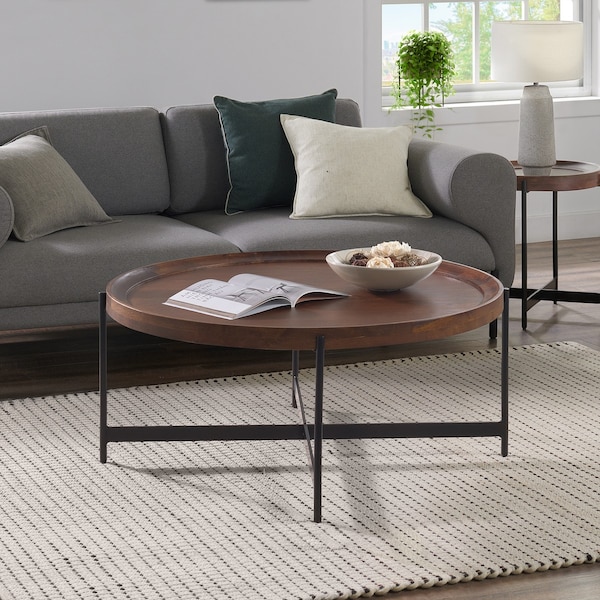 Alaterre Furniture Brookline 42" Round Coffee Table, Medium Chestnut - AWBL4268