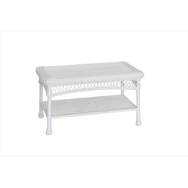 Jeco Jeco W00206-T White Wicker Patio Furniture Coffee Table - W00206-T
