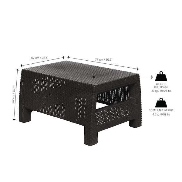 Plasticos Mq Coffee Table 30.3 in. W x 22.4 in. D x 15.5 in. H in Espresso - 423-WEN