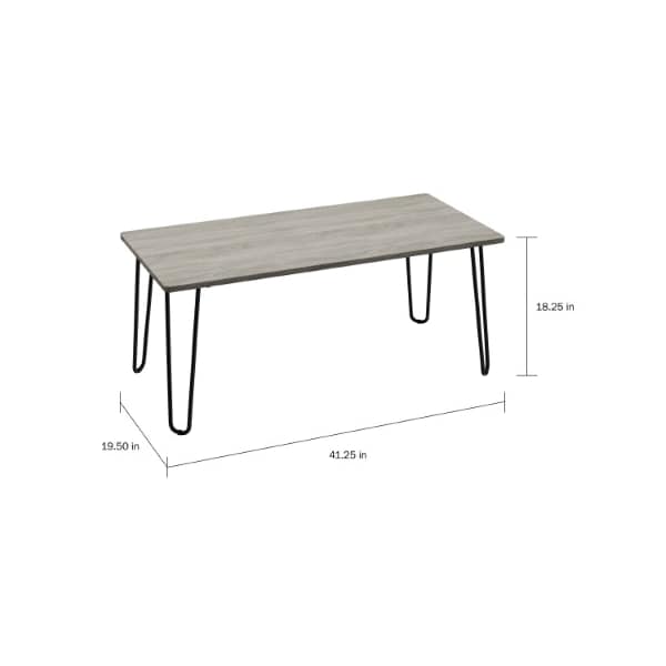 Hastings Home Coffee Table with Hairpin Legs, Modern Industrial Style Decor, Woodgrain-Look, Living Room or Office - 662088RNV