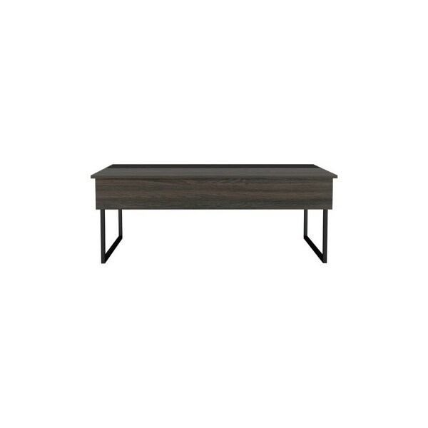 Tuhome Kaskade Lift Top Coffee Table, Two Legs, Two Shelves, Espresso/Black - MCW6255
