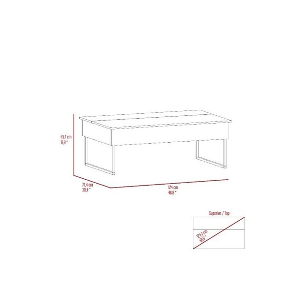 Tuhome Kaskade Lift Top Coffee Table, Two Legs, Two Shelves, Espresso/Black - MCW6255