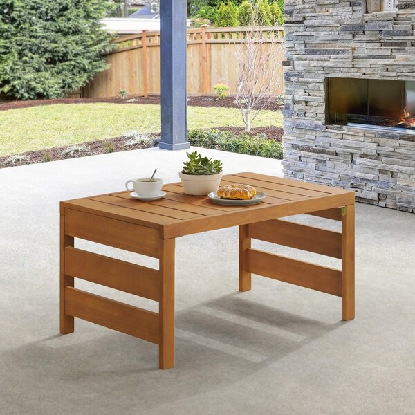 Alaterre Furniture Barton Outdoor Eucalyptus Wood Slotted Coffee Table, Brown - 80-OUTD-WD-SMCT