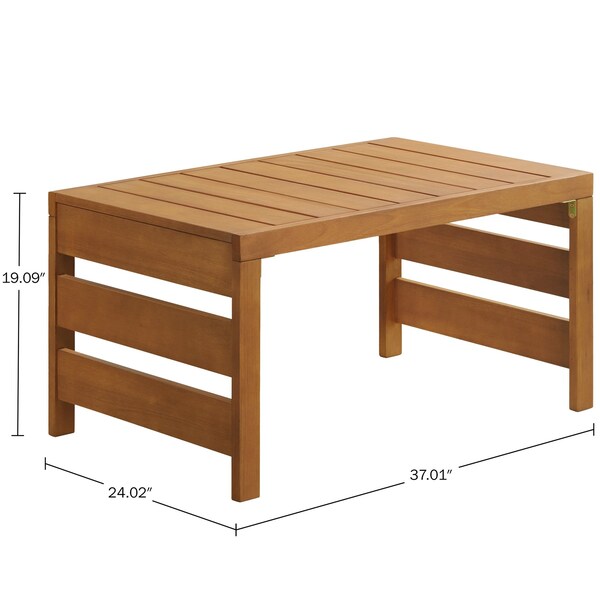 Alaterre Furniture Barton Outdoor Eucalyptus Wood Slotted Coffee Table, Brown - 80-OUTD-WD-SMCT