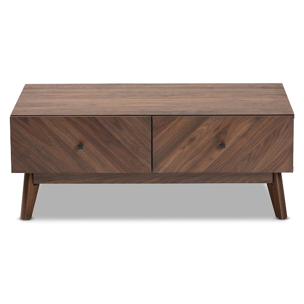 Baxton Studio Hartman Mid-Century Walnut Brown Finished Wood Coffee Table - 193-11716-ZORO