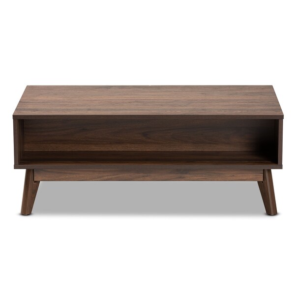 Baxton Studio Hartman Mid-Century Walnut Brown Finished Wood Coffee Table - 193-11716-ZORO