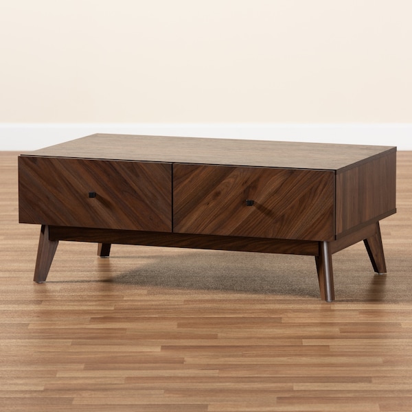 Baxton Studio Hartman Mid-Century Walnut Brown Finished Wood Coffee Table - 193-11716-ZORO