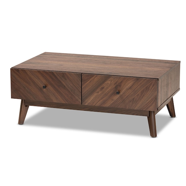 Baxton Studio Hartman Mid-Century Walnut Brown Finished Wood Coffee Table - 193-11716-ZORO
