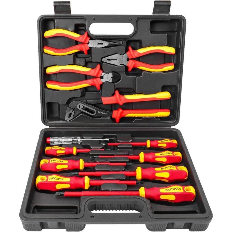 Juego de alicates y destornillador aislados Etokfoks - Herramientas eléctricas de 1000 voltios en rojo - MLPH020LT412
