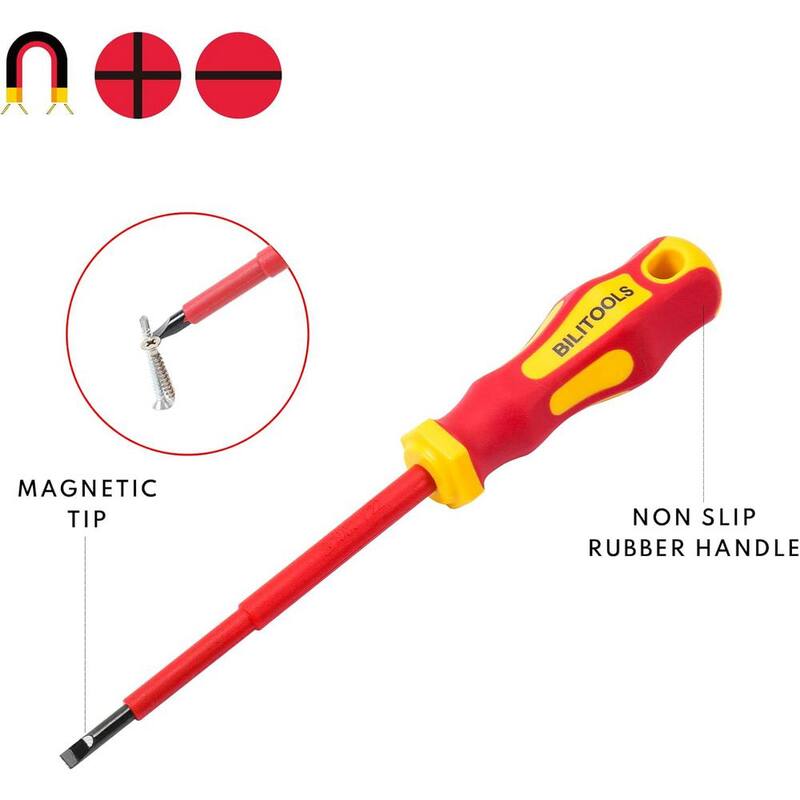 Juego de alicates y destornillador aislados Etokfoks - Herramientas eléctricas de 1000 voltios en rojo - MLPH020LT412
