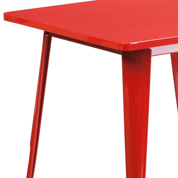 Flash Furniture Red Metal Table, 31.5SQ - ET-CT002-1-RED-GG