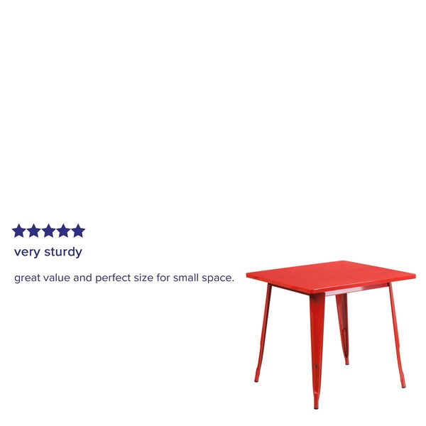 Flash Furniture Red Metal Table, 31.5SQ - ET-CT002-1-RED-GG