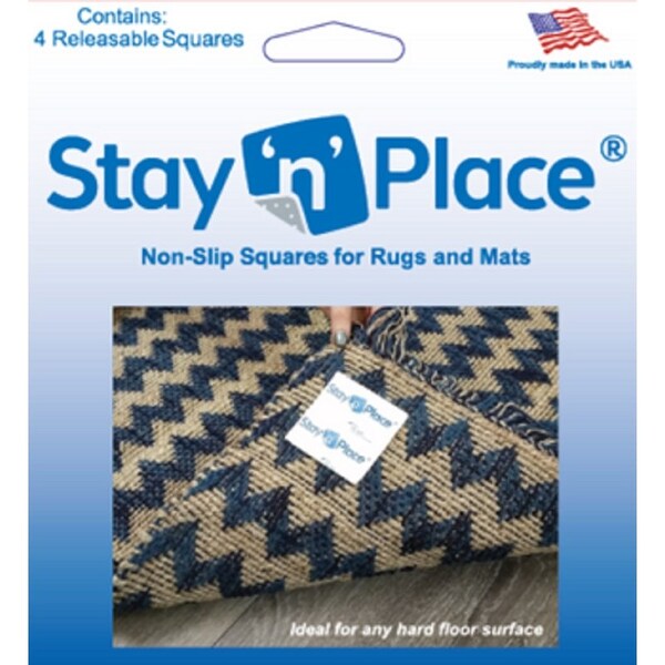 Optimum Technologies Stay 'n' Place Rug Slip Resistant Tabs 3 in. W X 3 in. L Cloth/Plastic Blue 4 pk - SNP-3X3TABS