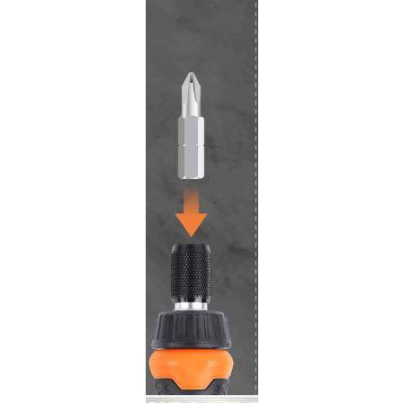 Juego de destornilladores de trinquete magnético Etokfoks con puntas Ranuradas - Phillips - Pozi - Torx - Hex en color naranja - MLPH020LT407