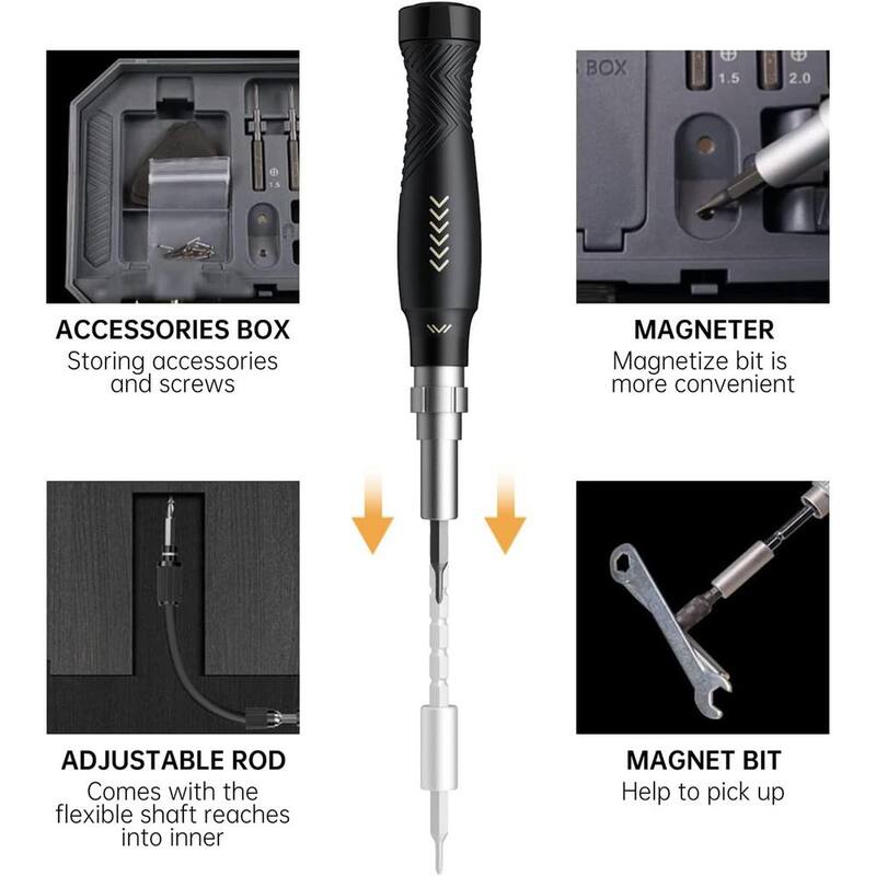 Juego de destornilladores de precisión para computadora Etokfoks con destornillador Torx T6 con 164 piezas en negro - MLPH020LT405
