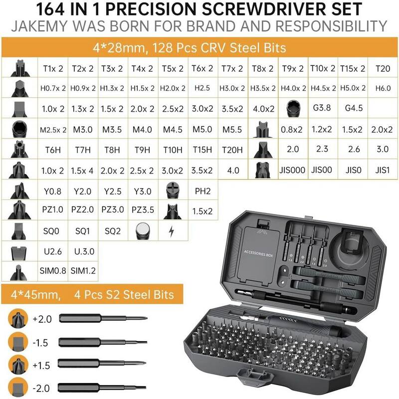 Juego de destornilladores de precisión para computadora Etokfoks con destornillador Torx T6 con 164 piezas en negro - MLPH020LT405