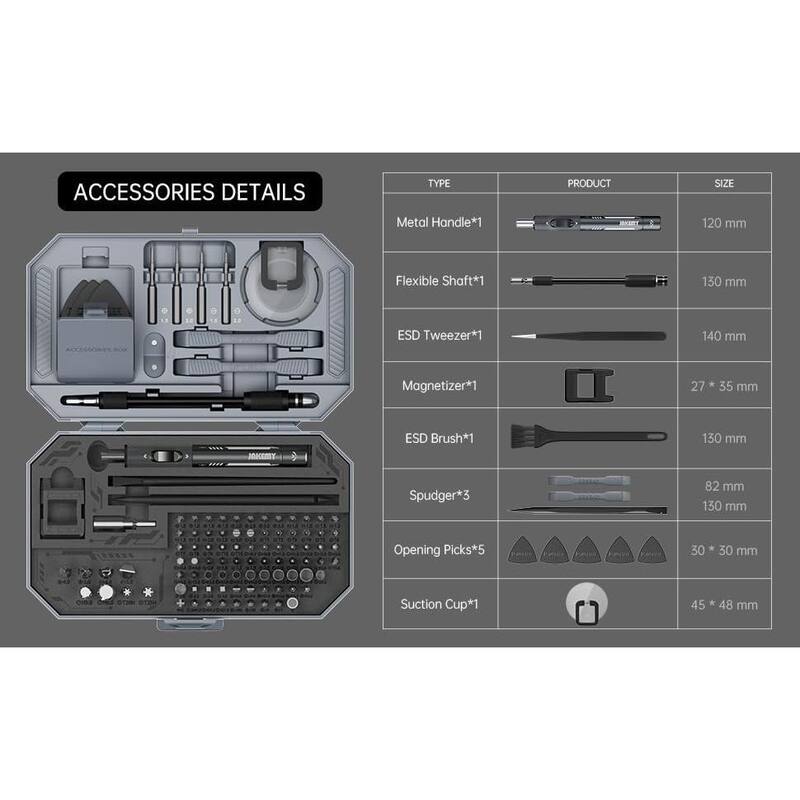 Juego de destornilladores de precisión mini portátiles de metal de 105 pulgadas 1 con herramienta de palanca de apertura en gris - MLPH020LT404