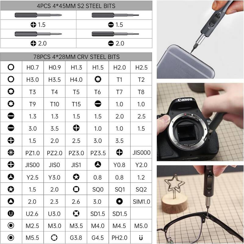 Juego de destornilladores de precisión mini portátiles de metal de 105 pulgadas 1 con herramienta de palanca de apertura en gris - MLPH020LT404