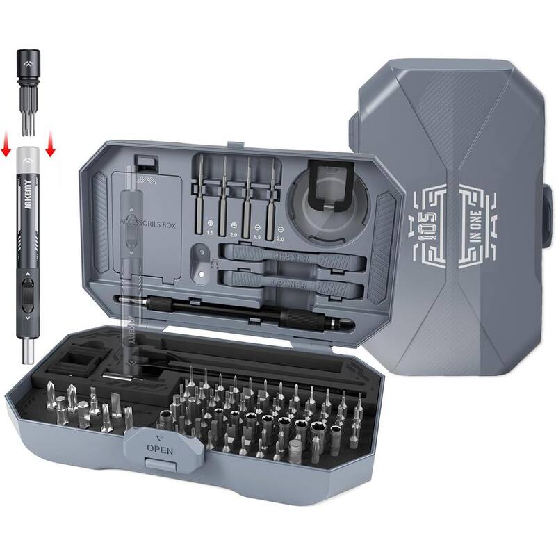 Juego de destornilladores de precisión mini portátiles de metal de 105 pulgadas 1 con herramienta de palanca de apertura en gris - MLPH020LT404