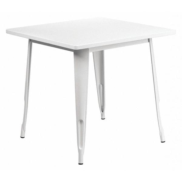 Flash Furniture White Metal Table, 31.5SQ - ET-CT002-1-WH-GG