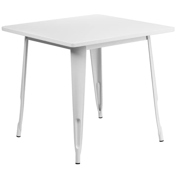 Flash Furniture White Metal Table, 31.5SQ - ET-CT002-1-WH-GG