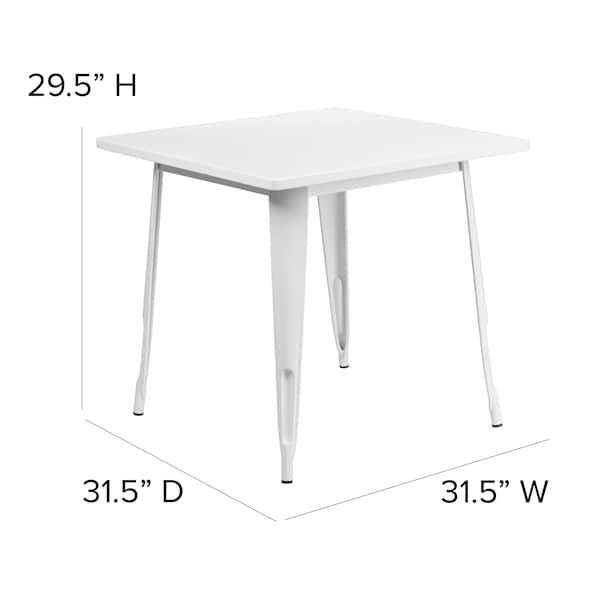 Flash Furniture White Metal Table, 31.5SQ - ET-CT002-1-WH-GG
