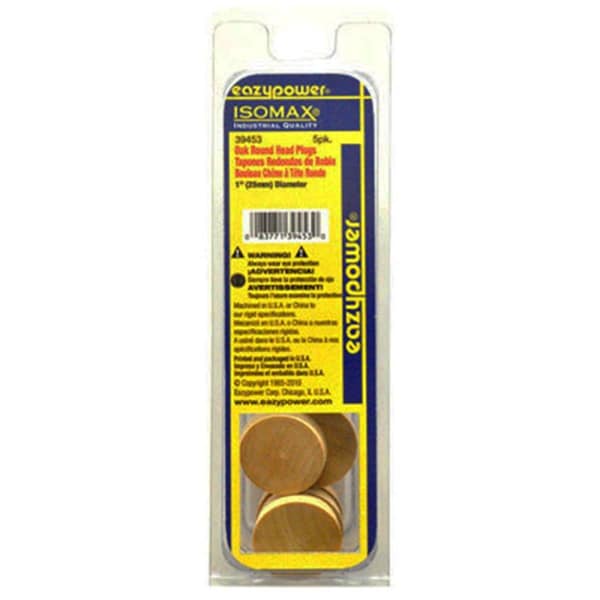 Eazypower 39453 5 Piece, 1 in. Round Head Oak Plug, 6PK - 147208