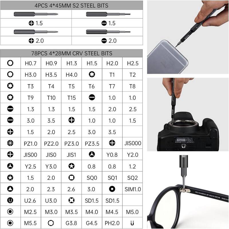 Juego de destornilladores compacto de 105 pulgadas con herramienta de apertura en gris - MLPH020LT403
