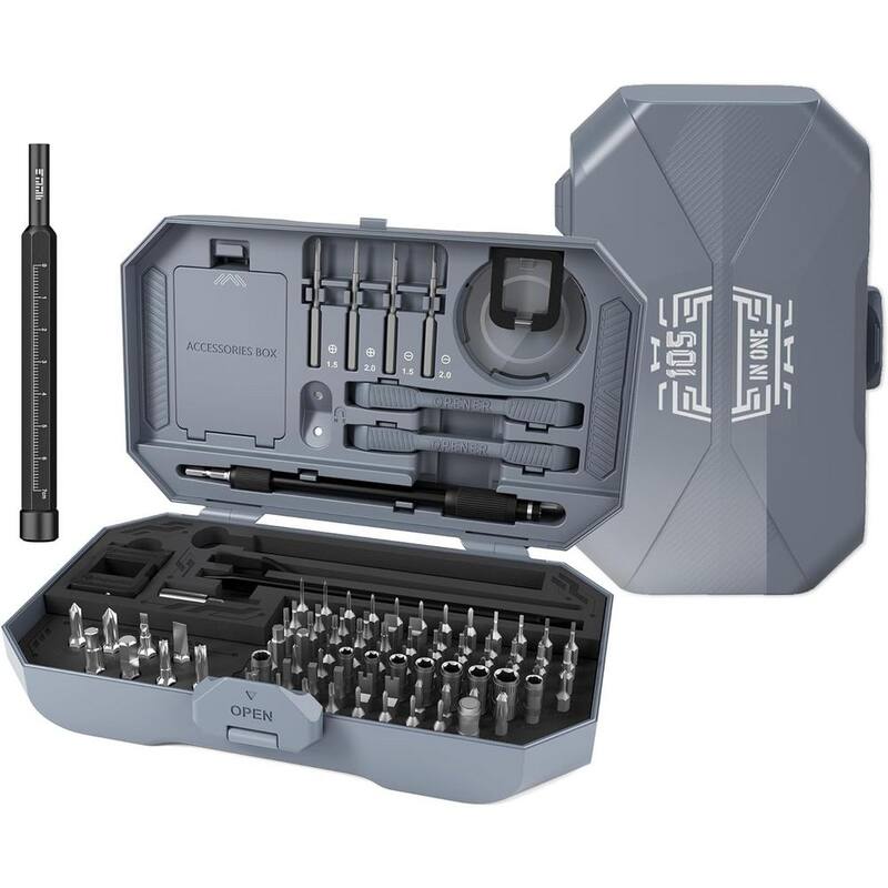 Juego de destornilladores compacto de 105 pulgadas con herramienta de apertura en gris - MLPH020LT403