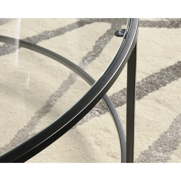 Sauder Harvey Park Coffee Table Black/clear Gla , Finished on all sides for versatile placement - 414970