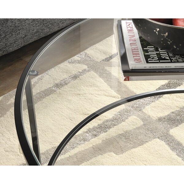 Sauder Harvey Park Coffee Table Black/clear Gla , Finished on all sides for versatile placement - 414970