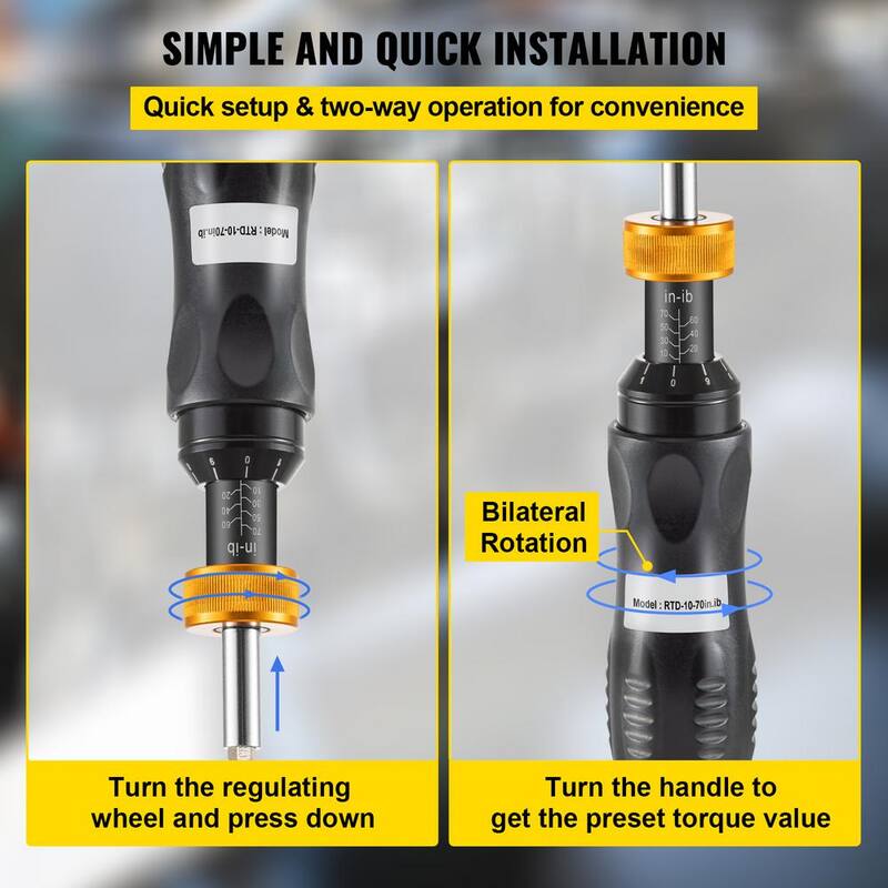 Juego de destornillador de torque VEVOR, Llave de torque destornillador de 1/4 pulgadas, Torque destornillador 10-70 in/lbs. - NJQZBDDWC10-7ZNKCV0-0806
