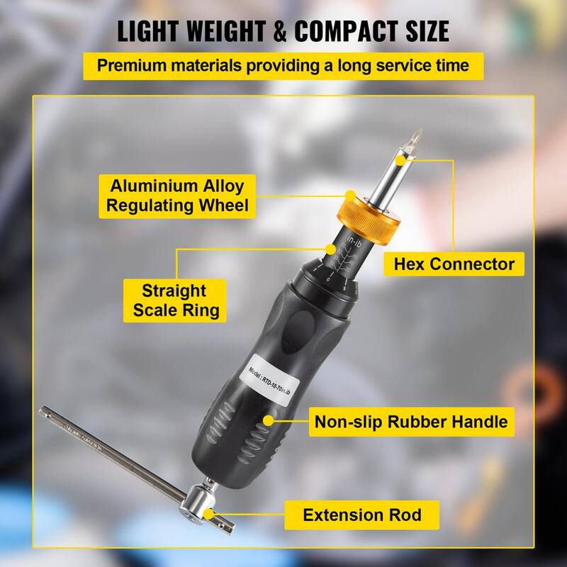 Juego de destornillador de torque VEVOR, Llave de torque destornillador de 1/4 pulgadas, Torque destornillador 10-70 in/lbs. - NJQZBDDWC10-7ZNKCV0-0806