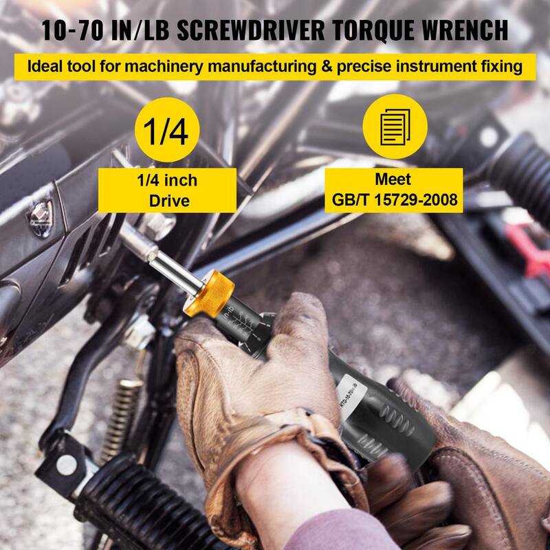 Juego de destornillador de torque VEVOR, Llave de torque destornillador de 1/4 pulgadas, Torque destornillador 10-70 in/lbs. - NJQZBDDWC10-7ZNKCV0-0806
