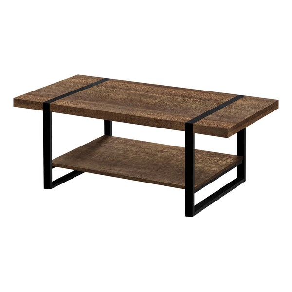 Monarch Specialties Coffee Table, Accent, Cocktail, Rectangular, Living Room, 48"L, Metal, Laminate, Brown, Black - I 2850
