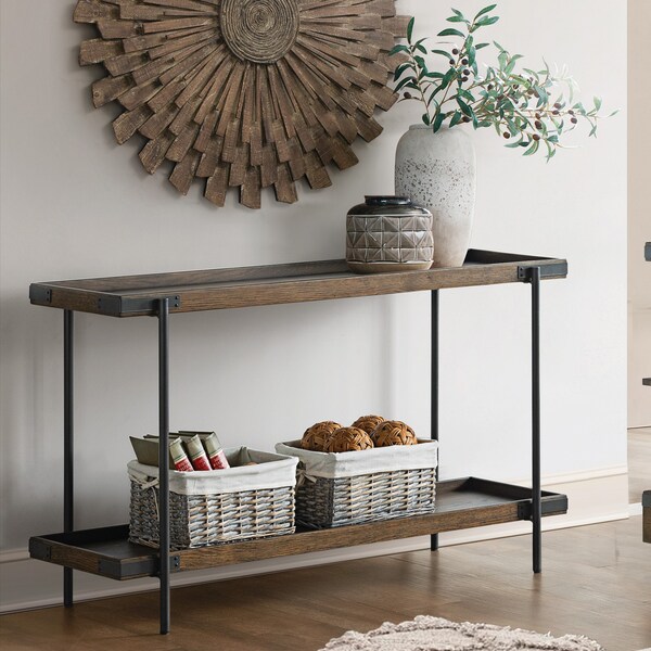 Alaterre Furniture 48 X 18 X 30, Oak Top, Rustic Brown - ANKY10RBG