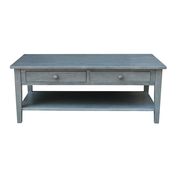 International Concepts Rectangle Spencer Coffee Table, 48 in W X 24 in L X 19 in H, Wood, Antique Washed Heather Gray - OT105-8C