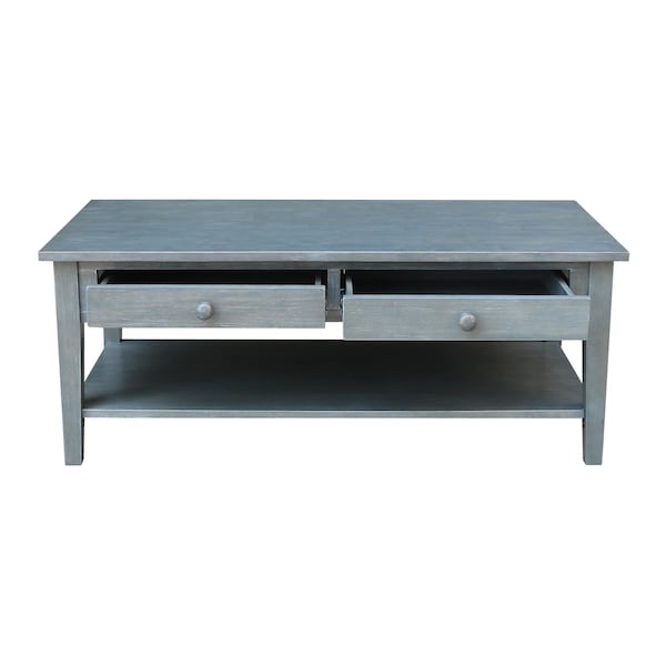 International Concepts Rectangle Spencer Coffee Table, 48 in W X 24 in L X 19 in H, Wood, Antique Washed Heather Gray - OT105-8C