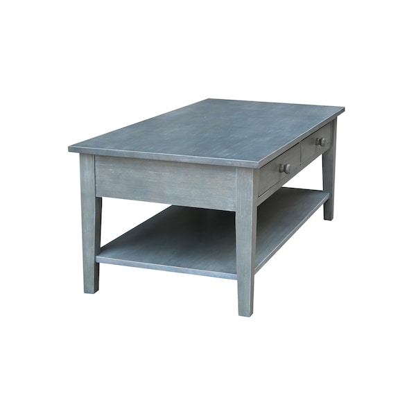 International Concepts Rectangle Spencer Coffee Table, 48 in W X 24 in L X 19 in H, Wood, Antique Washed Heather Gray - OT105-8C