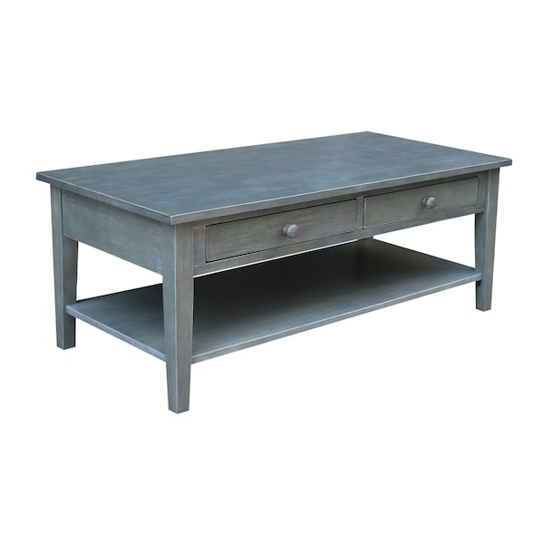 International Concepts Rectangle Spencer Coffee Table, 48 in W X 24 in L X 19 in H, Wood, Antique Washed Heather Gray - OT105-8C