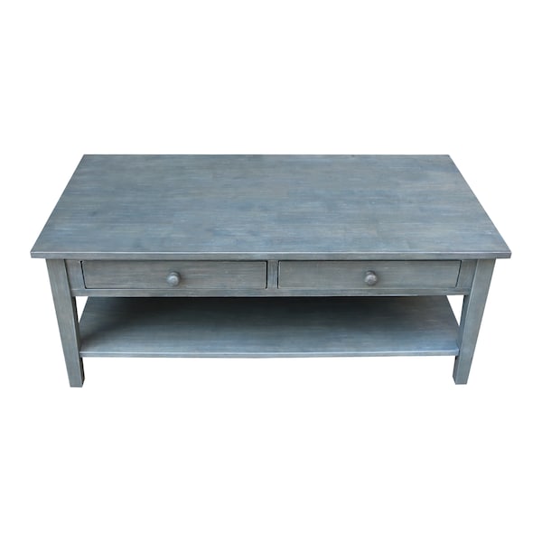 International Concepts Rectangle Spencer Coffee Table, 48 in W X 24 in L X 19 in H, Wood, Antique Washed Heather Gray - OT105-8C