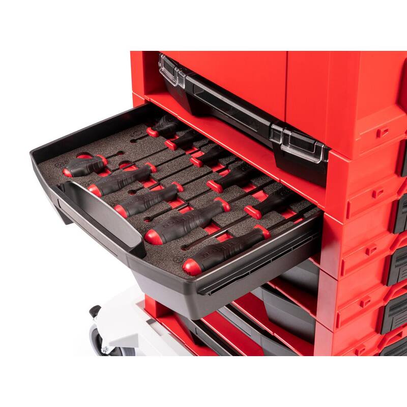 Juego de desarmadores de alto torque TEKTON con cajón superior abierto y soporte, 10 piezas (#0-#3, 1/8-5/16 pulgadas) - OLB94101