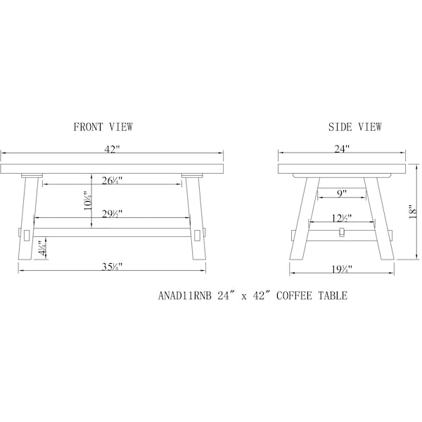 Alaterre Furniture 42 X 24 X 18, P Top, Stain/Nitrocellulose Lacquer - ANAD11RNB