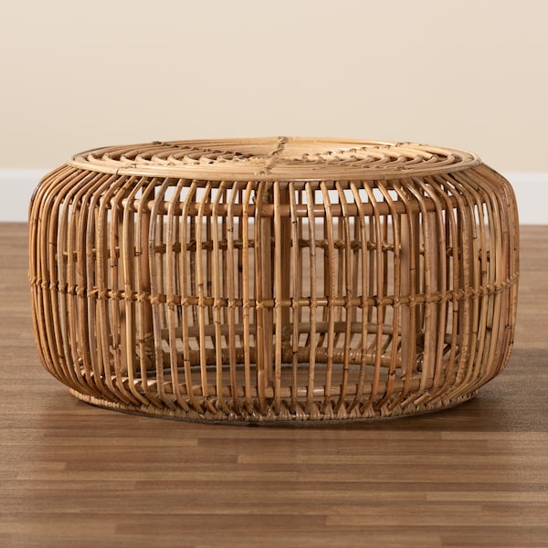 Baxton Studio Aliane Modern Bohemian Natural Brown Antique Rattan Coffee Table - 219-12702-ZORO