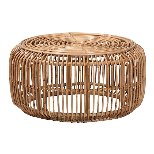 Baxton Studio Aliane Modern Bohemian Natural Brown Antique Rattan Coffee Table - 219-12702-ZORO