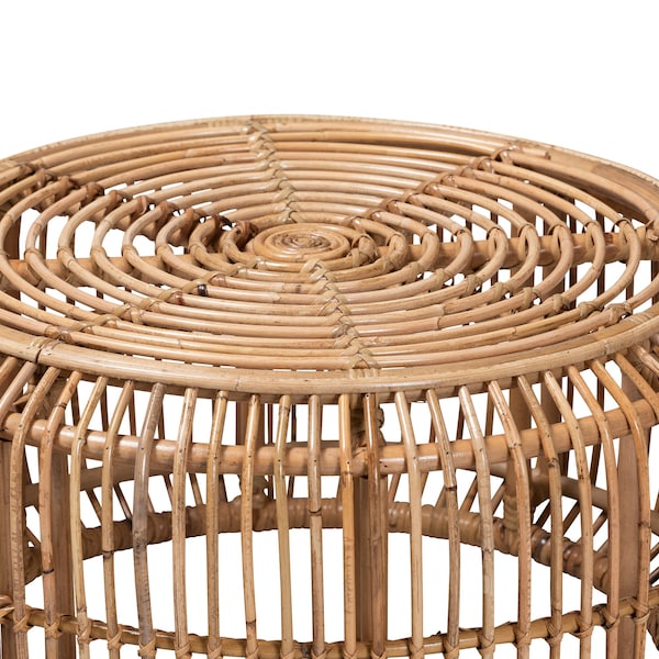 Baxton Studio Aliane Modern Bohemian Natural Brown Antique Rattan Coffee Table - 219-12702-ZORO