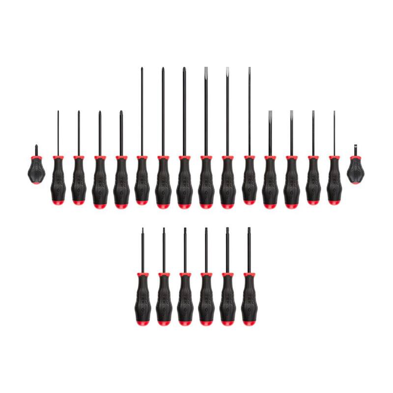 Juego de destornilladores de alta torsión con hoja de óxido negro TEKTON, 22 piezas (#0-#3,1/8-5/16 in., T10-30) - DRV41236