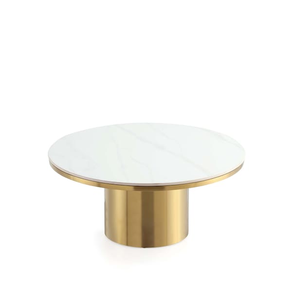 Manhattan Comfort Glenn Coffee Table and End Table Set of 2 in Gold - 2-CE1710