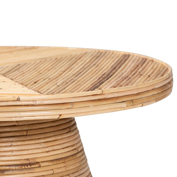 Bali & Pari Bella Modern Bohemian Natural Rattan and Mahogany Wood Coffee Table - 243-13564-ZORO
